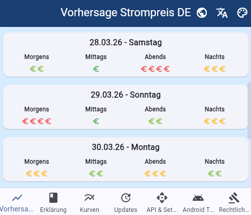 DE Web-App mit Prognose und Umschalter.